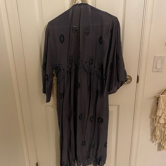 Blue long kimono with cutouts - Picture 2 of 5